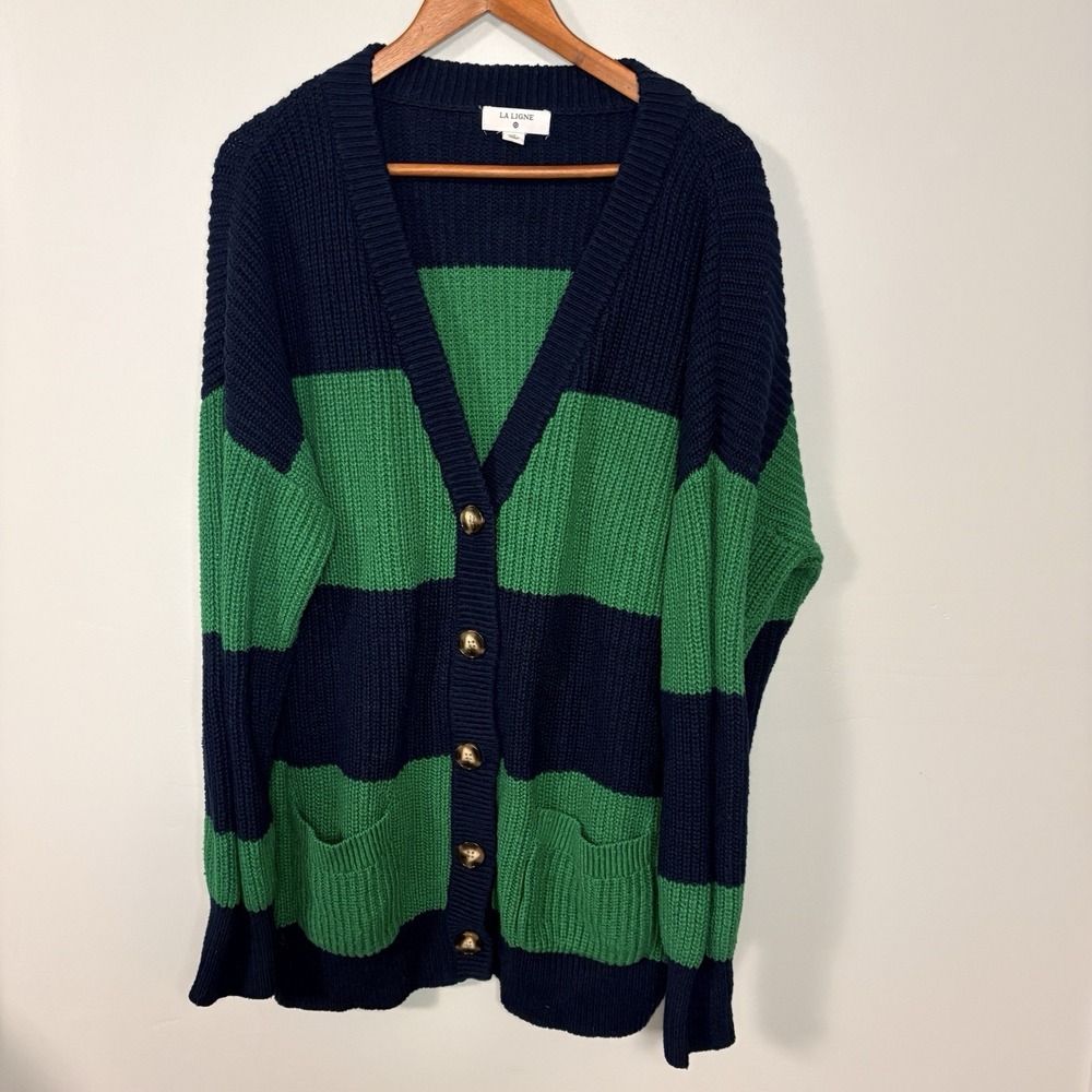La Ligne for Target Oversized Rugby Cardigan Size 1x Navy Green